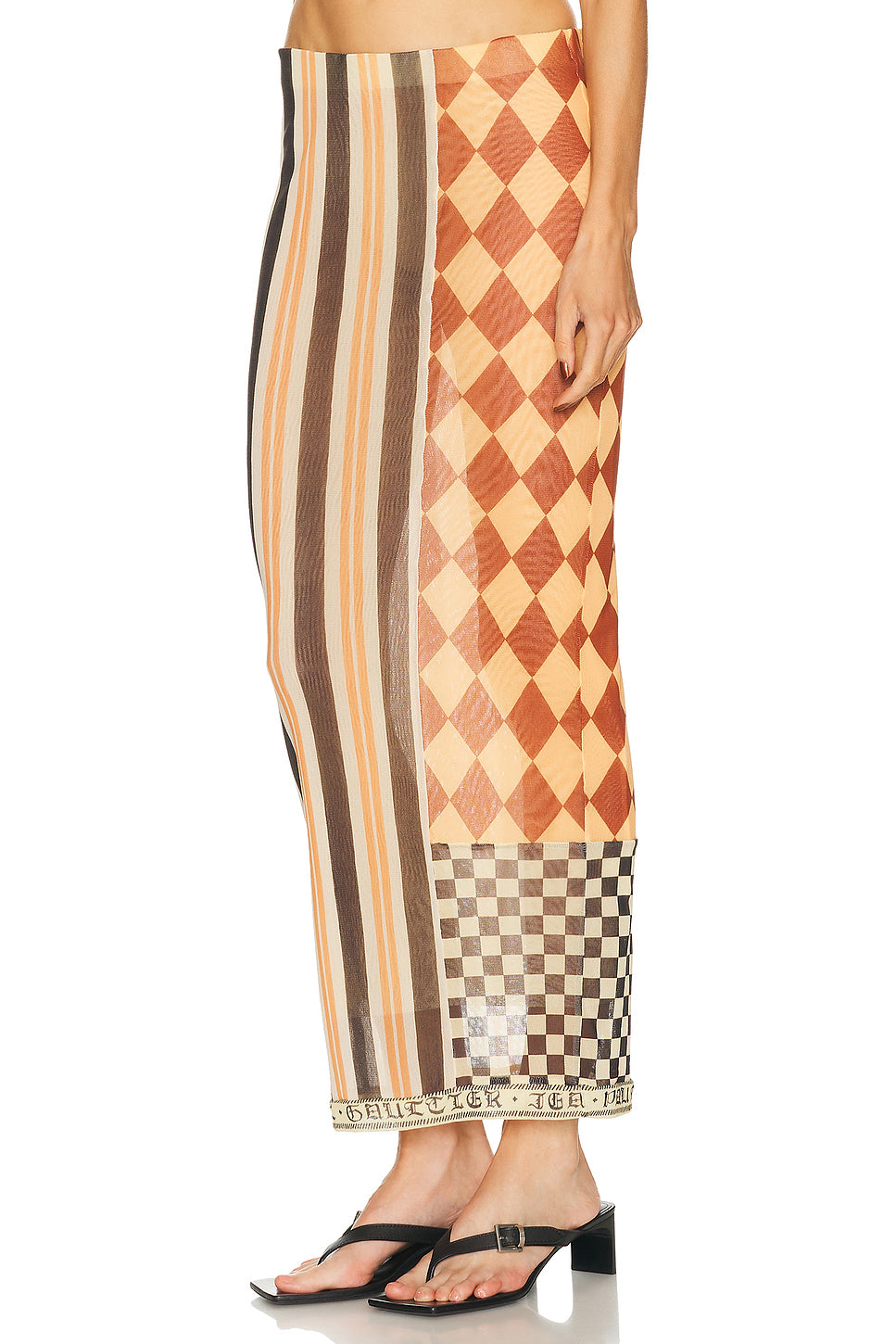 Mesh Patchwork Long Skirt