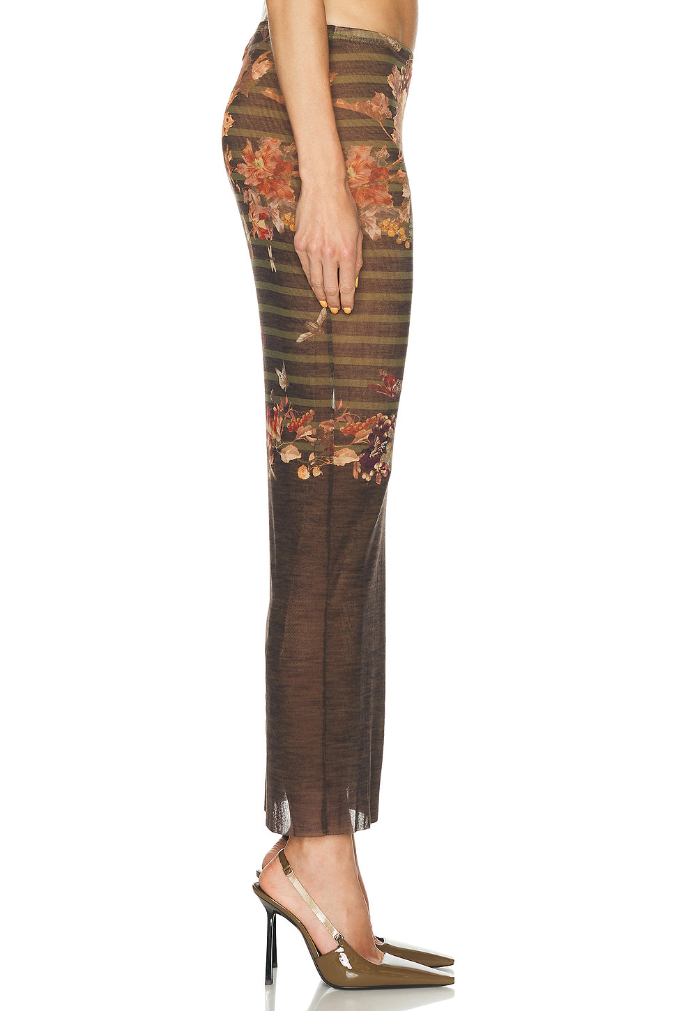 Mesh Printed Marinière Grape Long Skirt