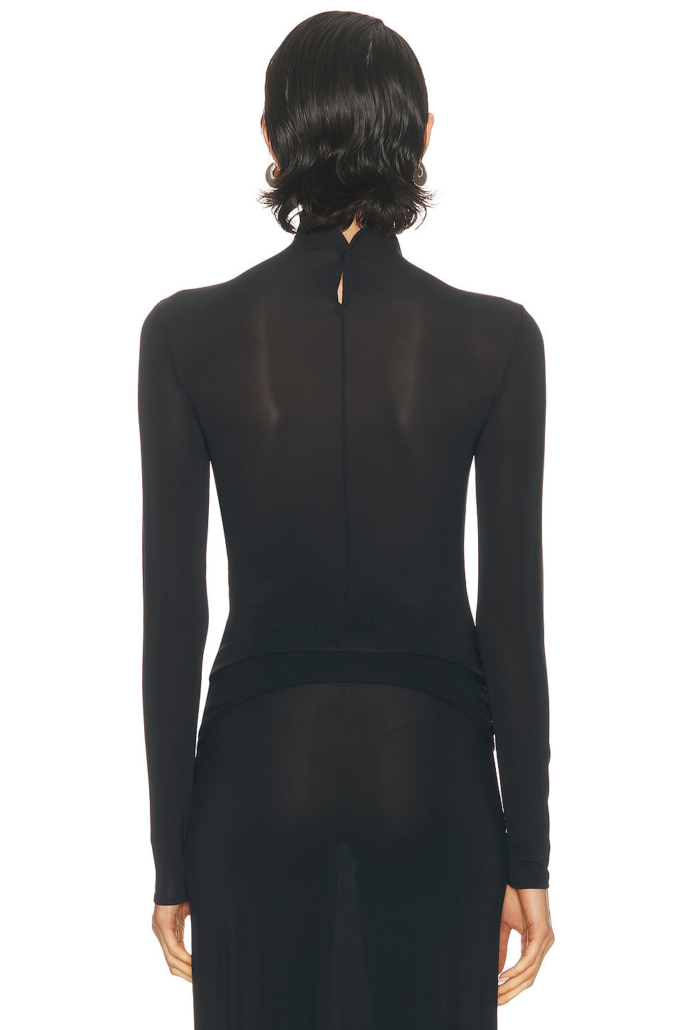 Lingerie Garter Long Sleeve High Neck Top