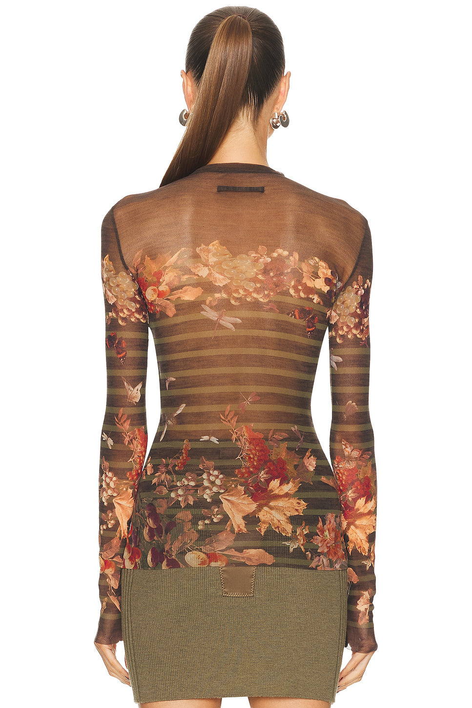 Mesh Printed Mariniére Grape Long Sleeve Tee