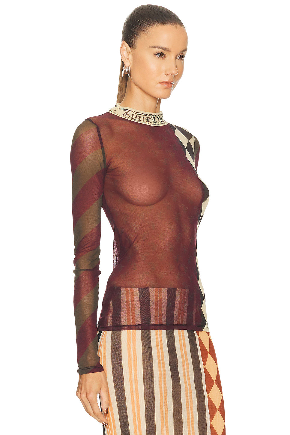 Mesh Patchwork Long Sleeve Top