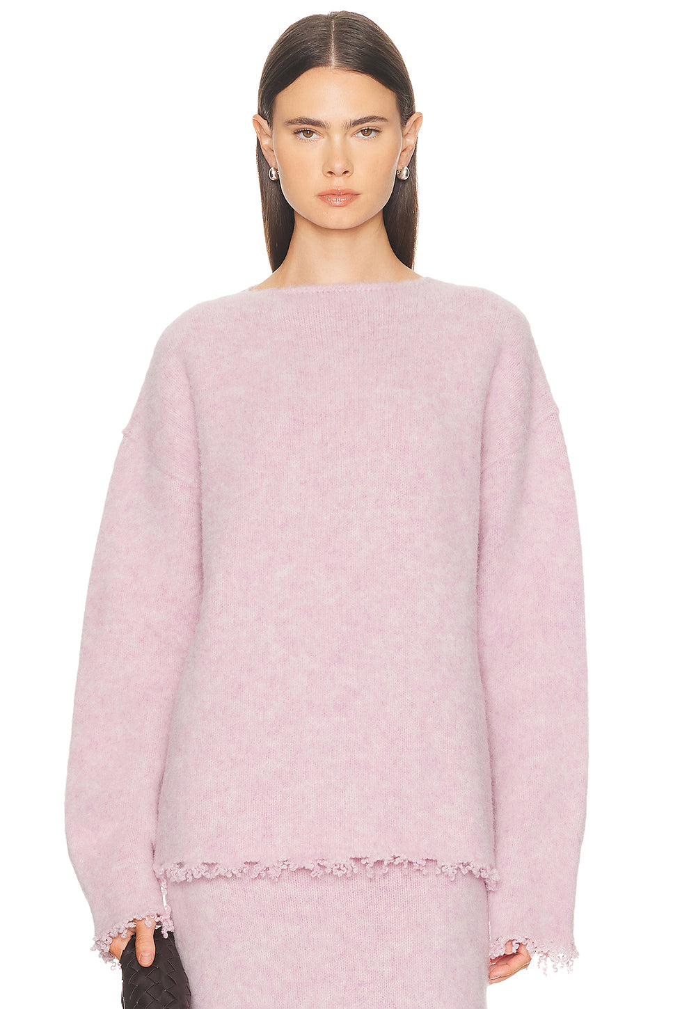 Boat Neck Frayed Edge Sweater