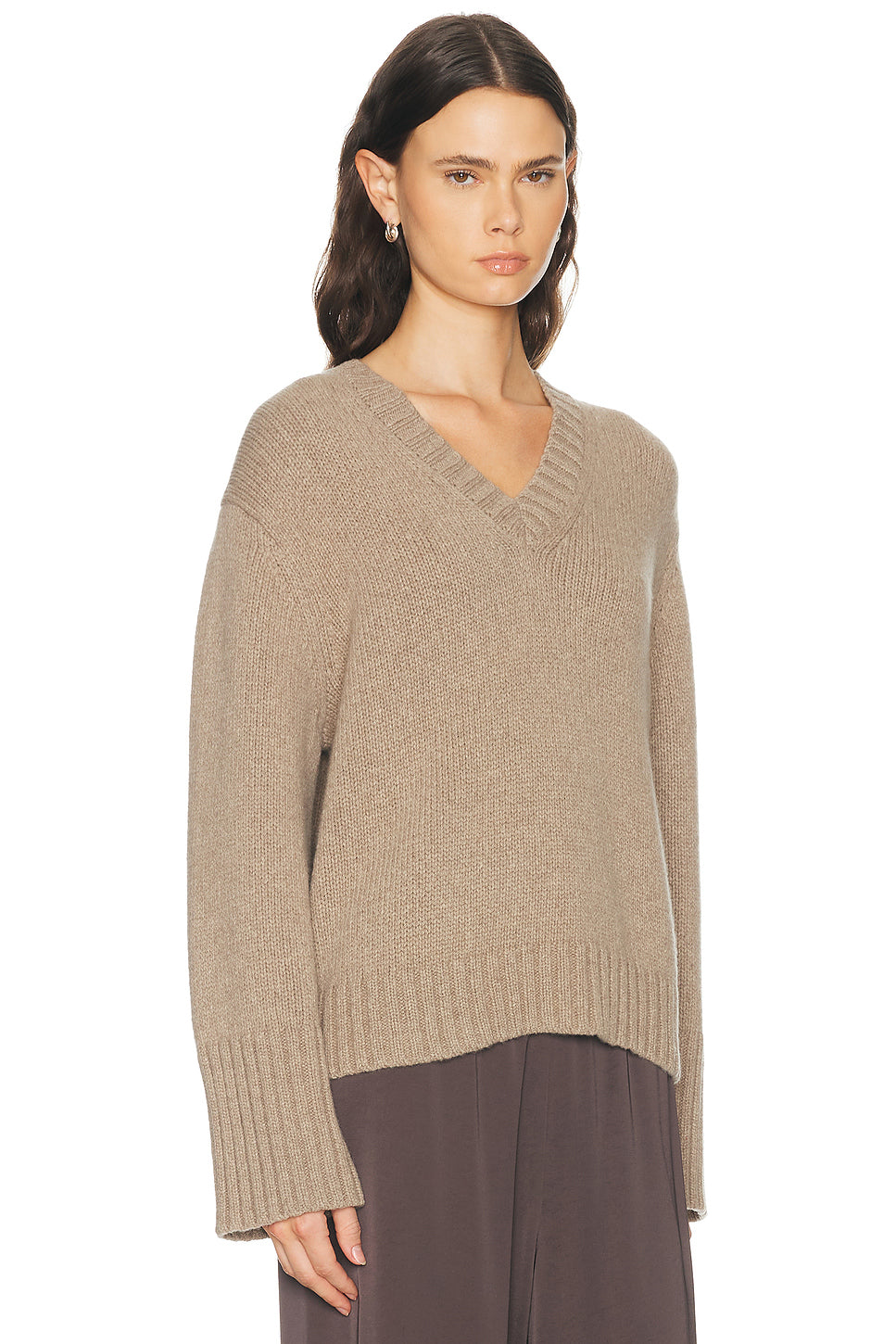 Cropped Cashmere Jet V-neck Sweater