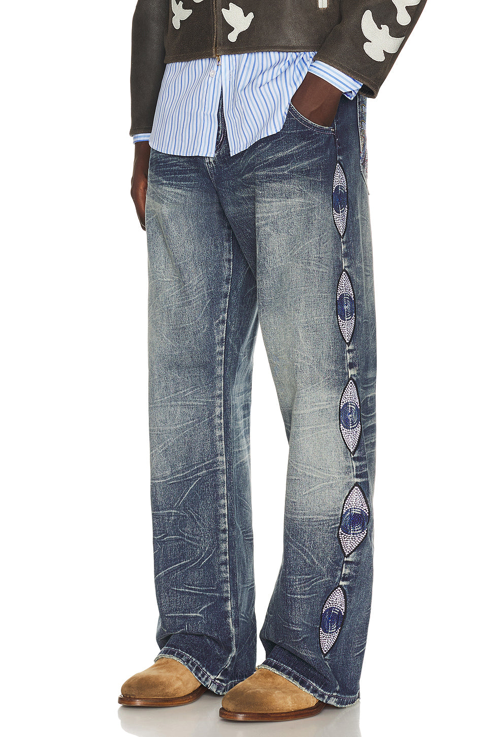 Gemstone Eye Embroidery Jean