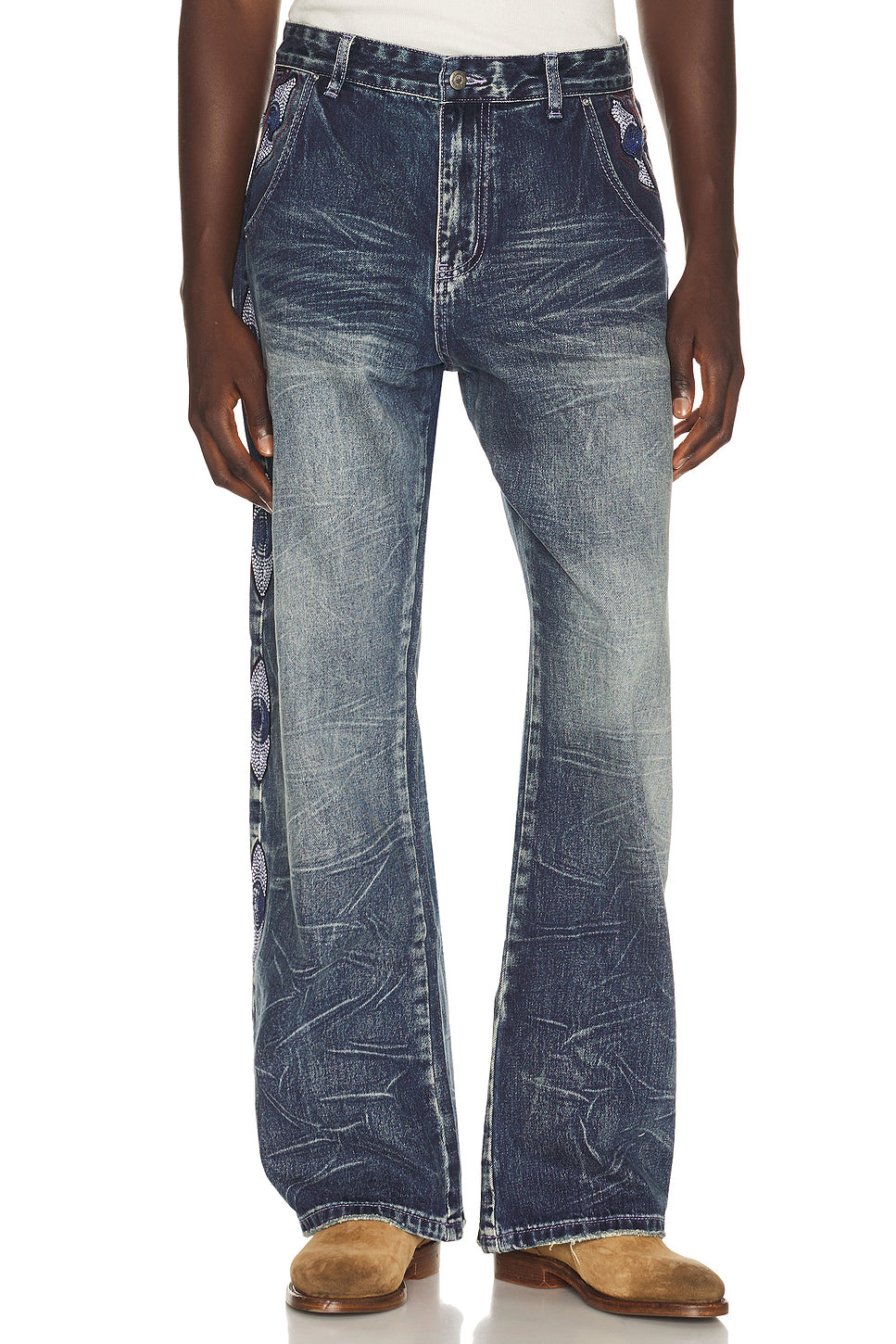 Gemstone Eye Embroidery Jean