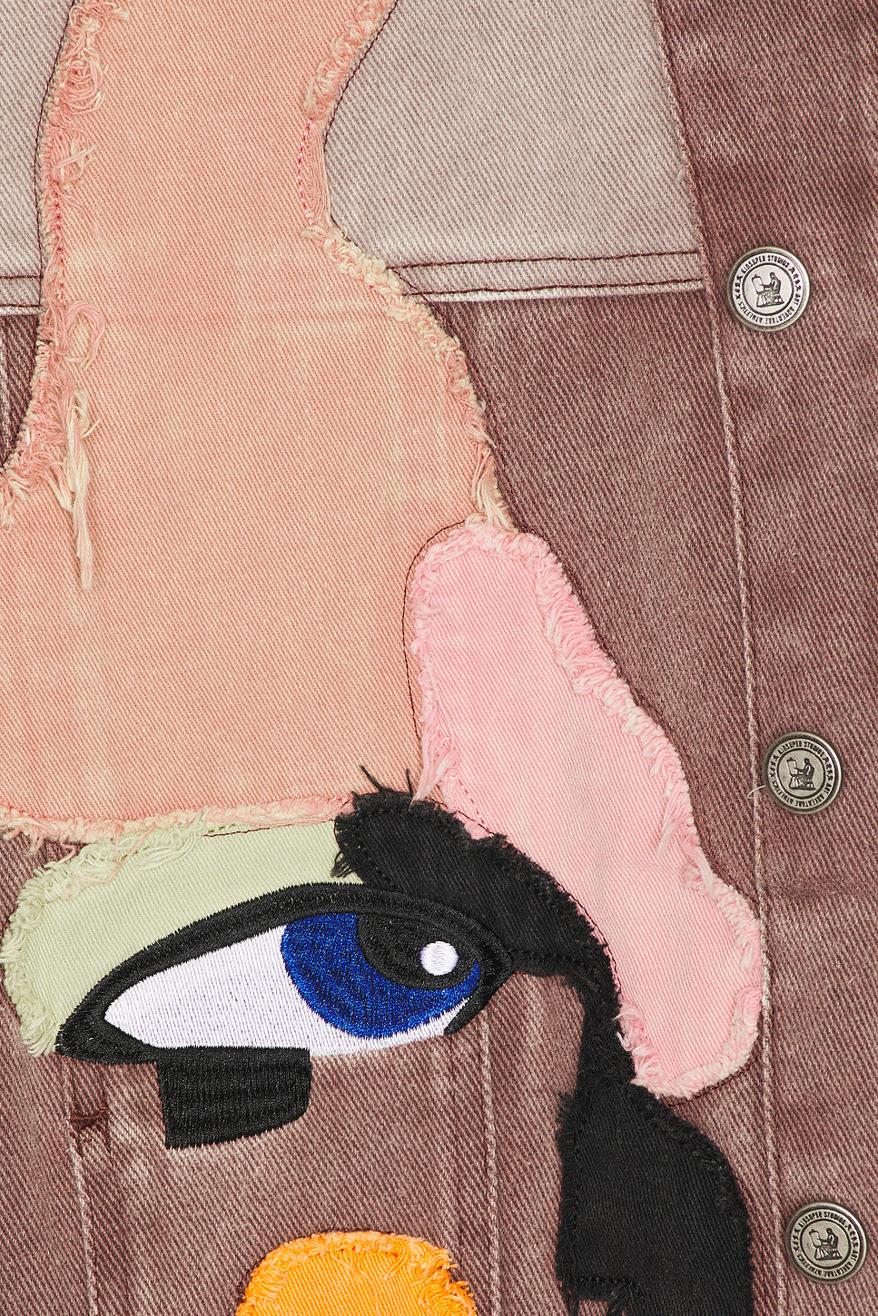 Patchwork Face Colorblocked Twill Jacket