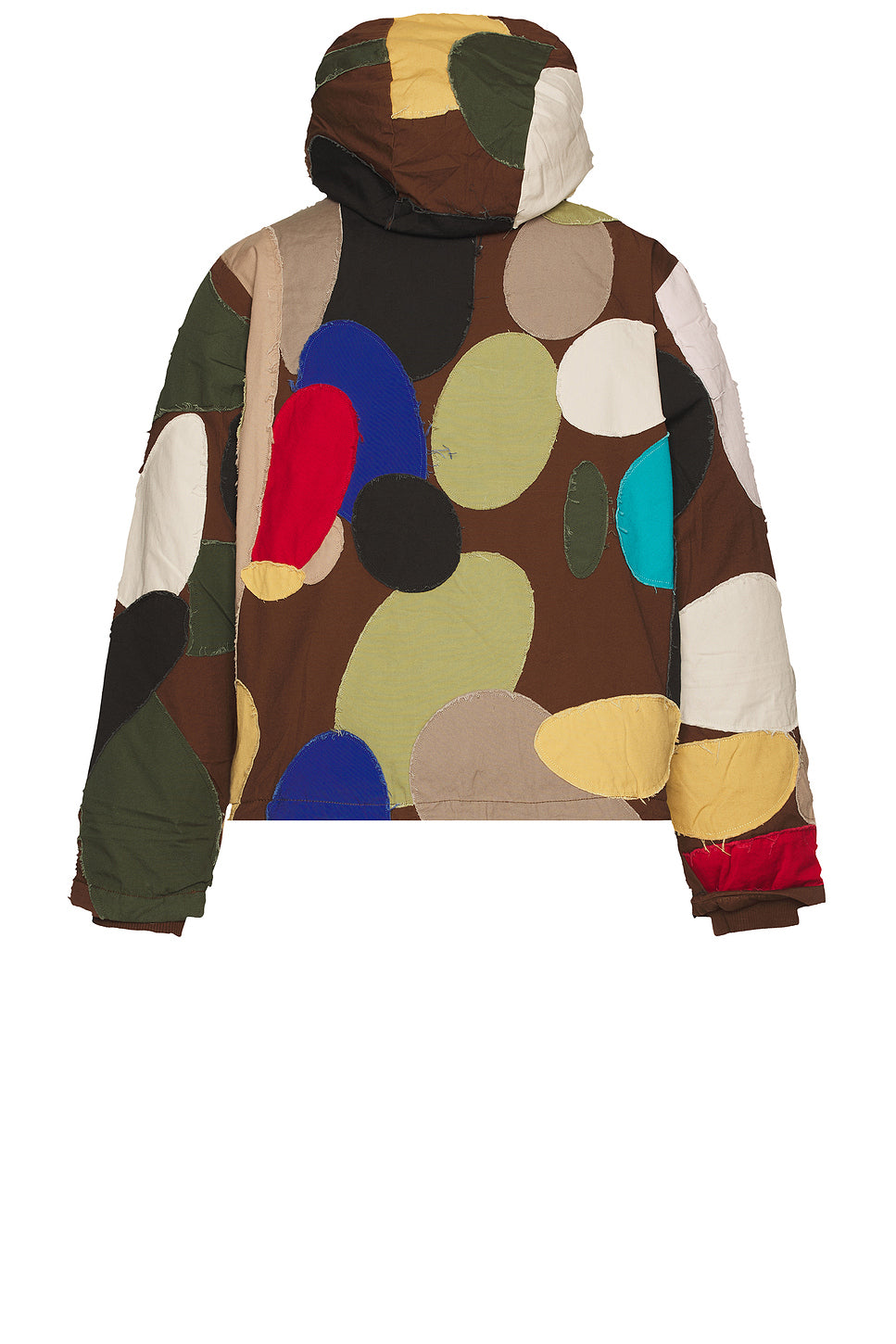 Patchworked Face Down Puffer Jacket