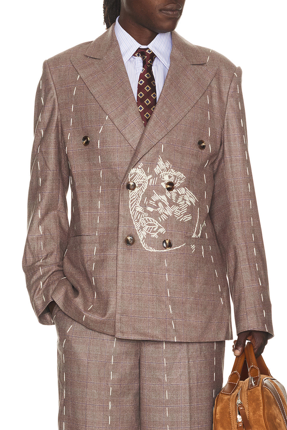 Face Embroidered Suit Jacket