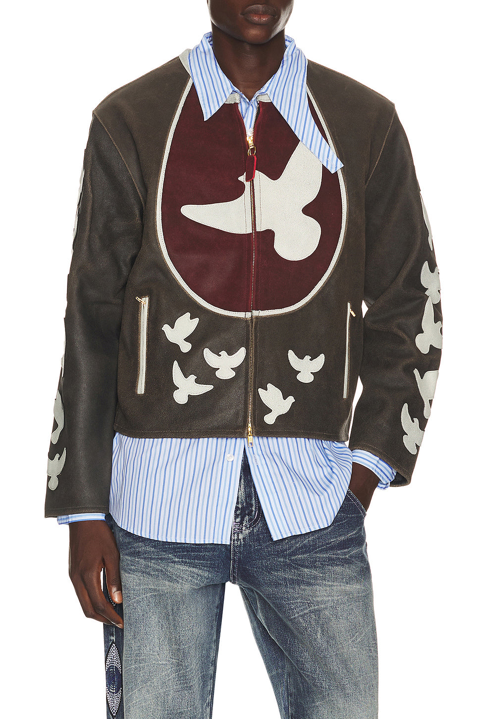 Doves Distressed Leather Moto Jacket
