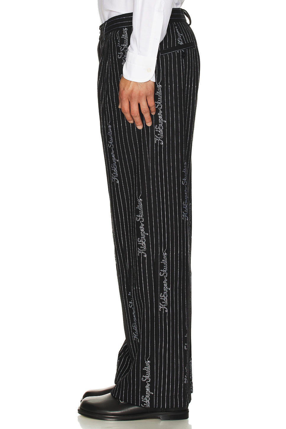 Embroidered Ks Pinstripe Suit Bottom