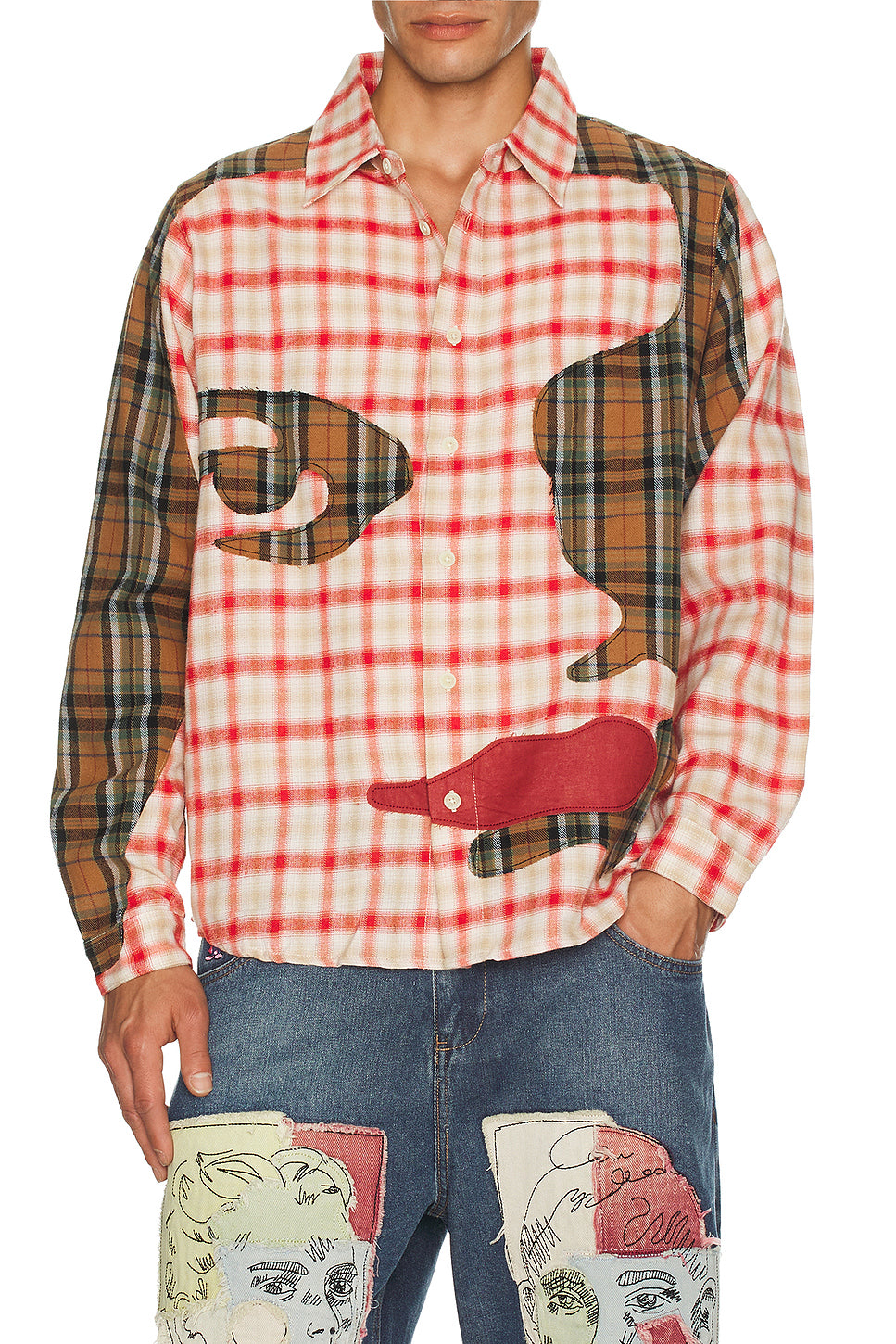 Patchwork Face Flannel Shirt