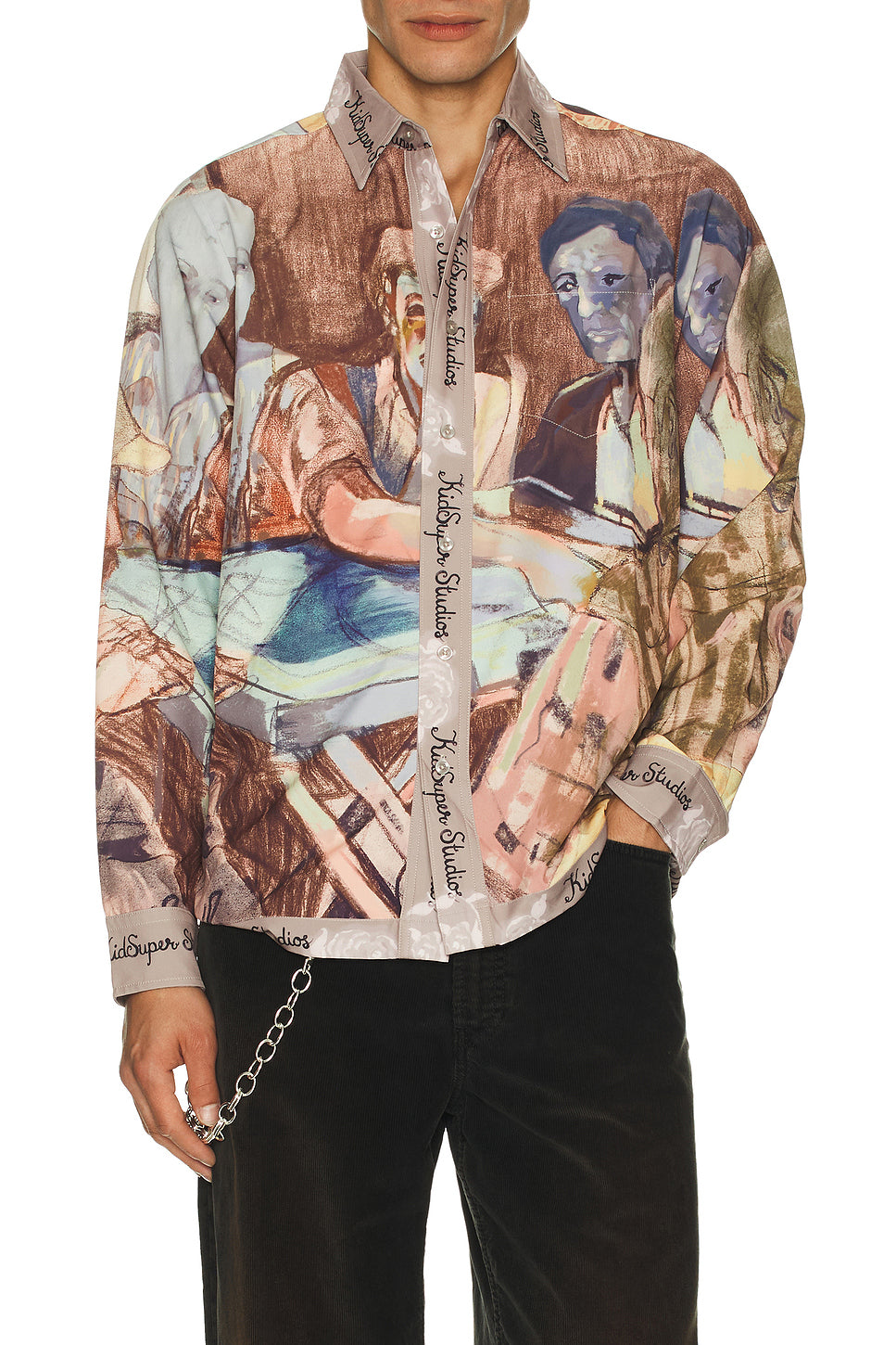 Dominos Printed Button Up Shirt
