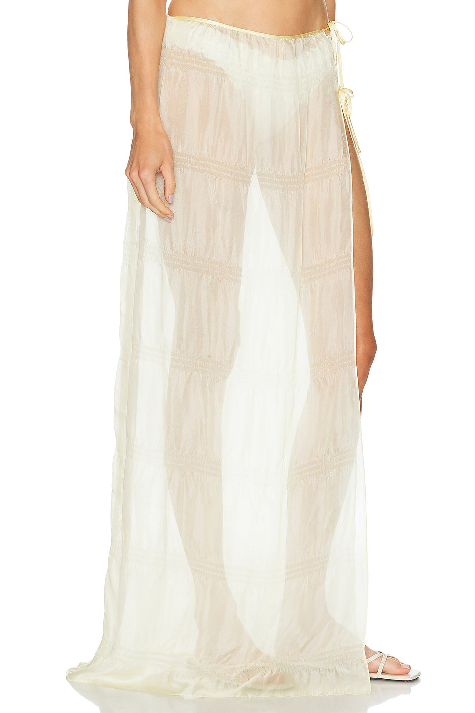 Smocked Silk Maxi Skirt