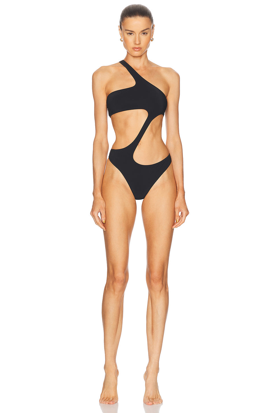 La Sirene One Shoulder Asymmetrical Thong One Piece Swimsuit