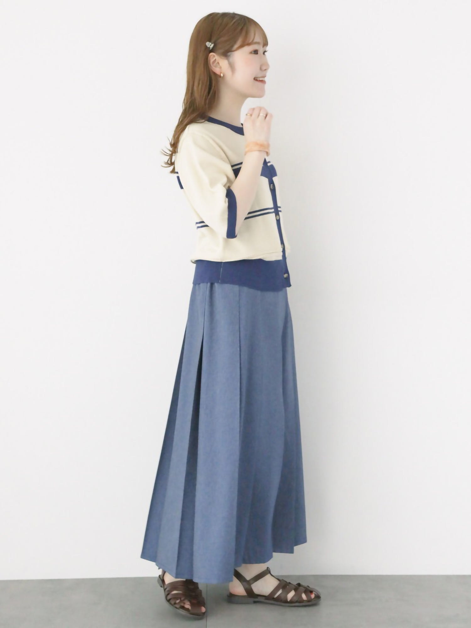 Kaorine Denim Pleated Skirt