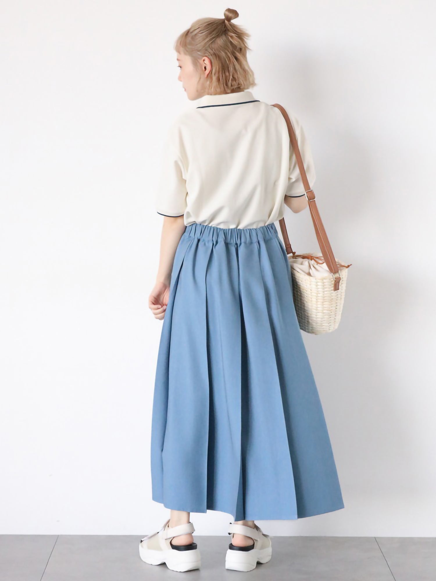 Kaorine Denim Pleated Skirt