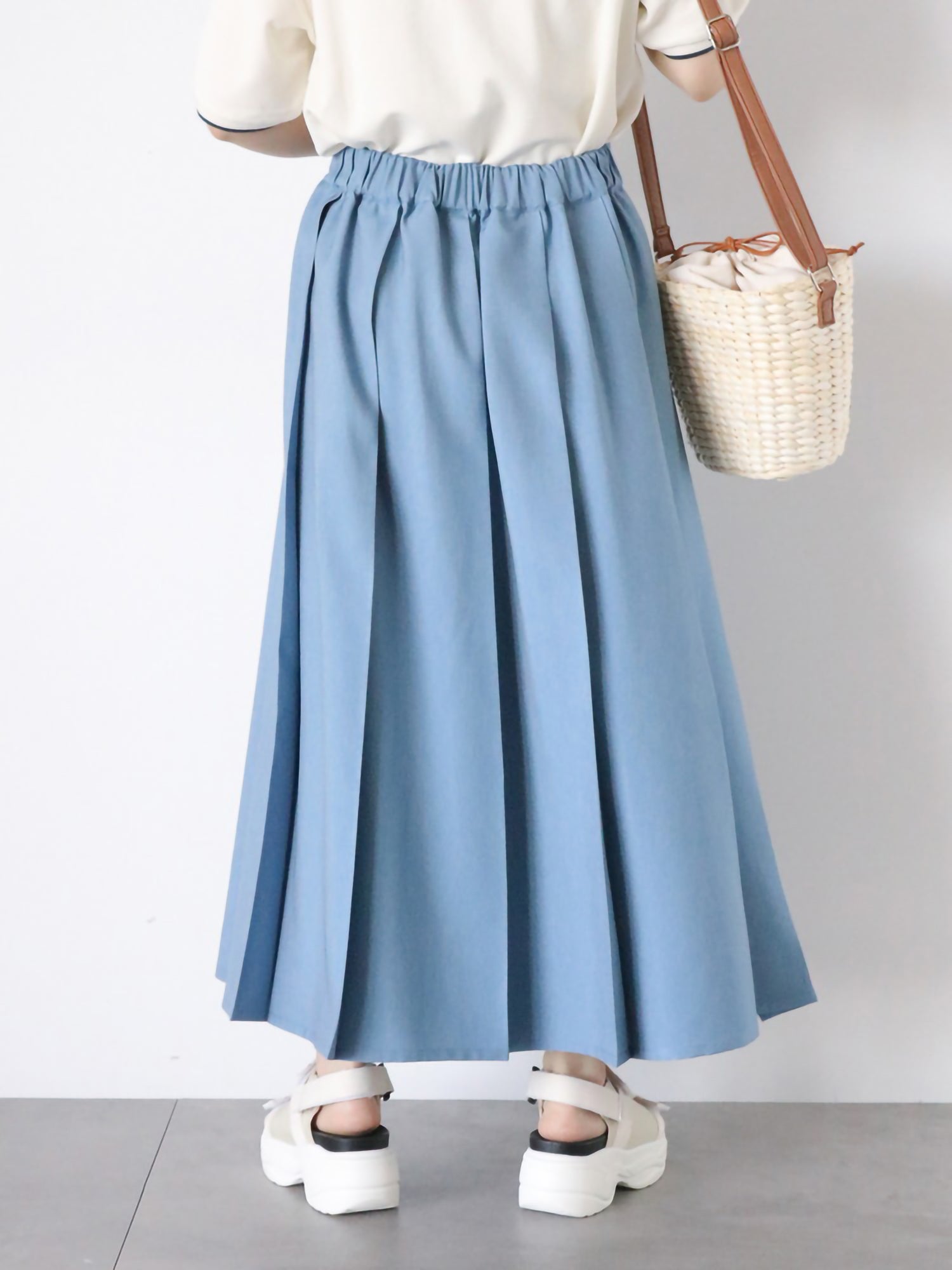 Kaorine Denim Pleated Skirt