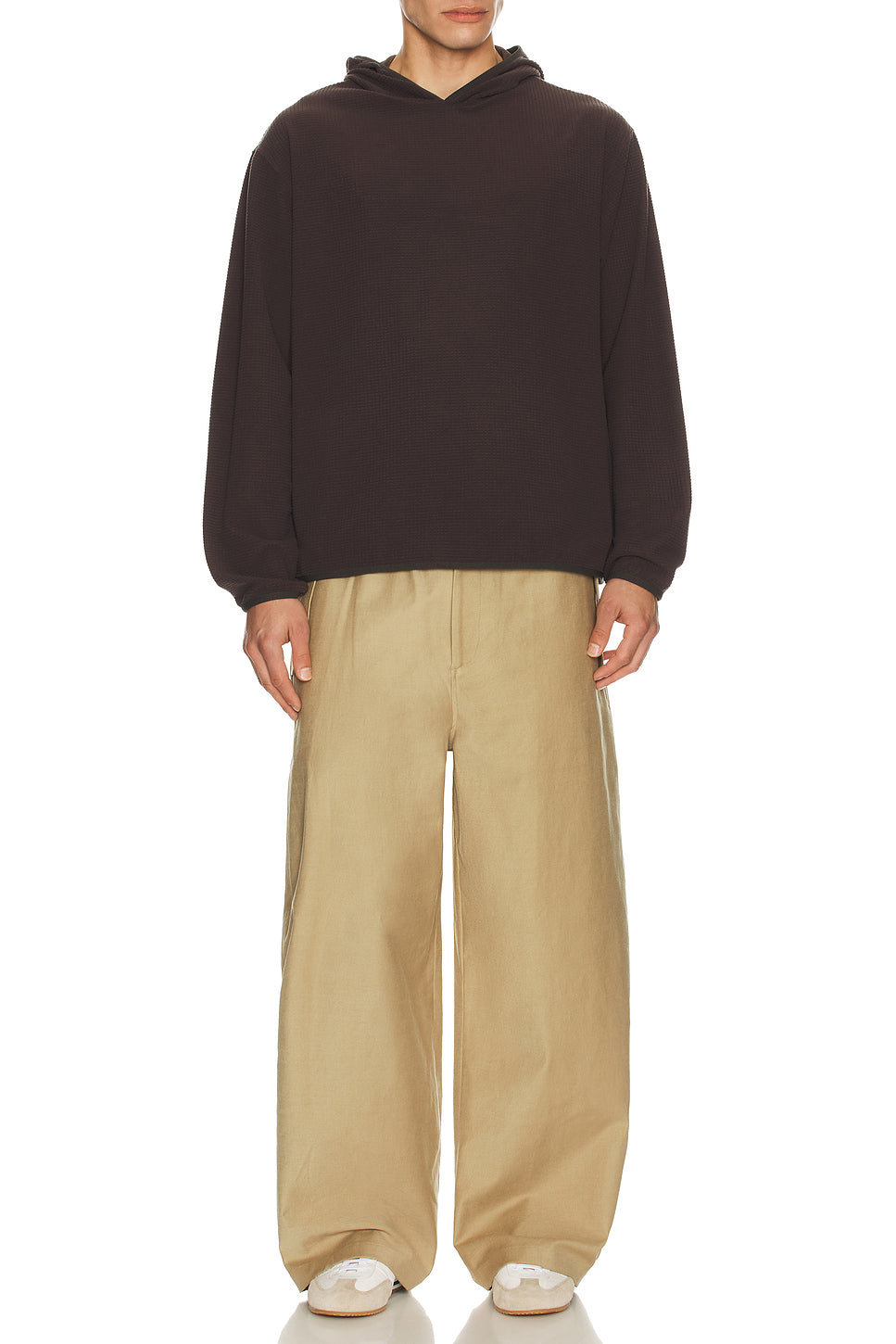 Waffle Knit Pullover Hoodie