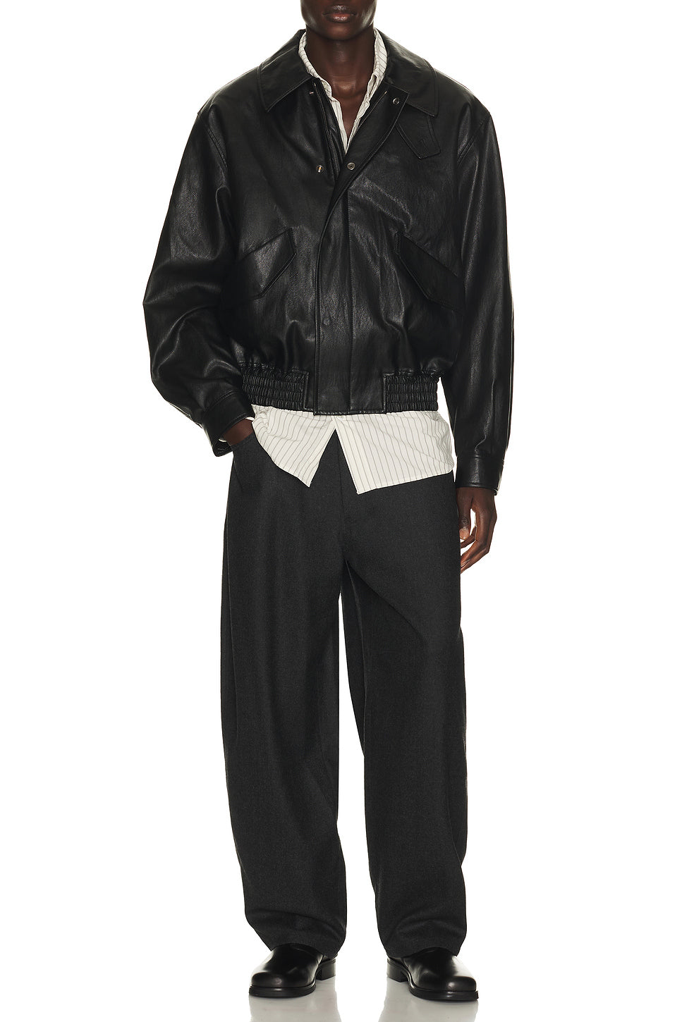 Faux Leather Zip Blouson