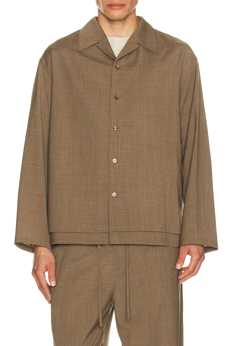 Double Layered Open Collar Shirt