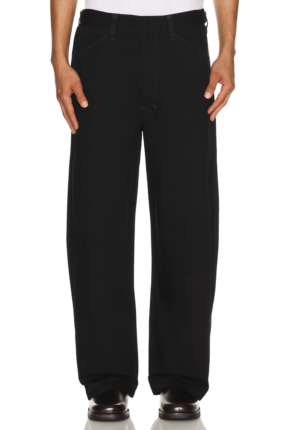 Heavy Black Denim Maxi Barrel Workwear Pants