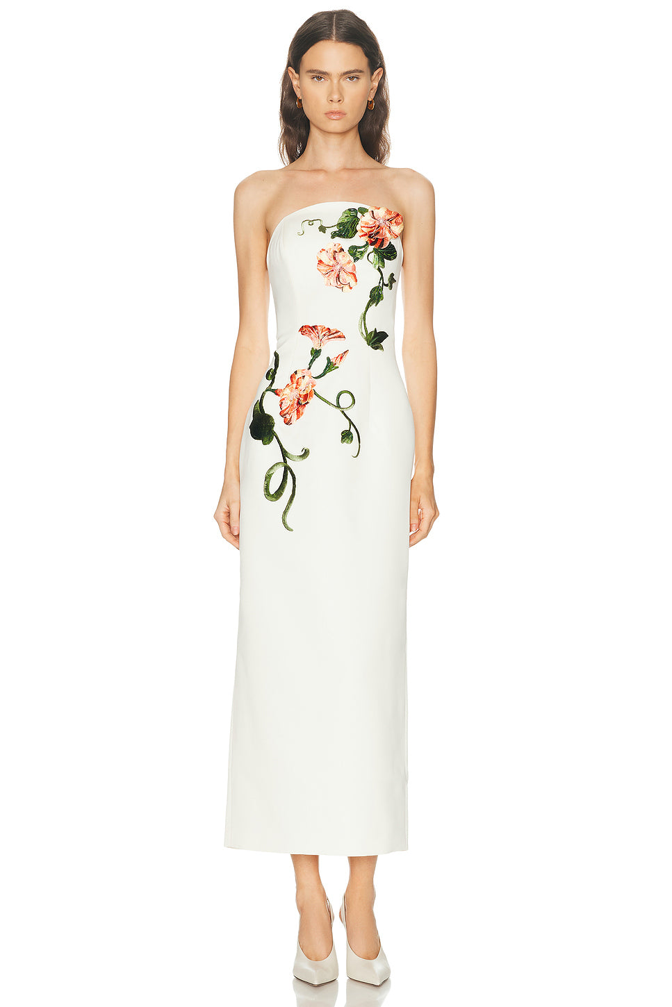 Ava Halterneck Applique Floral Bustier Maxi Dress in Vine Print