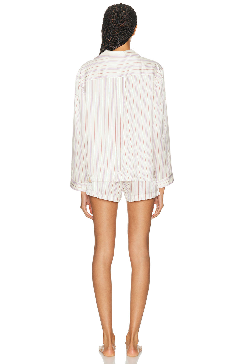 Washable Silk Button Up Long Sleeve Short Set