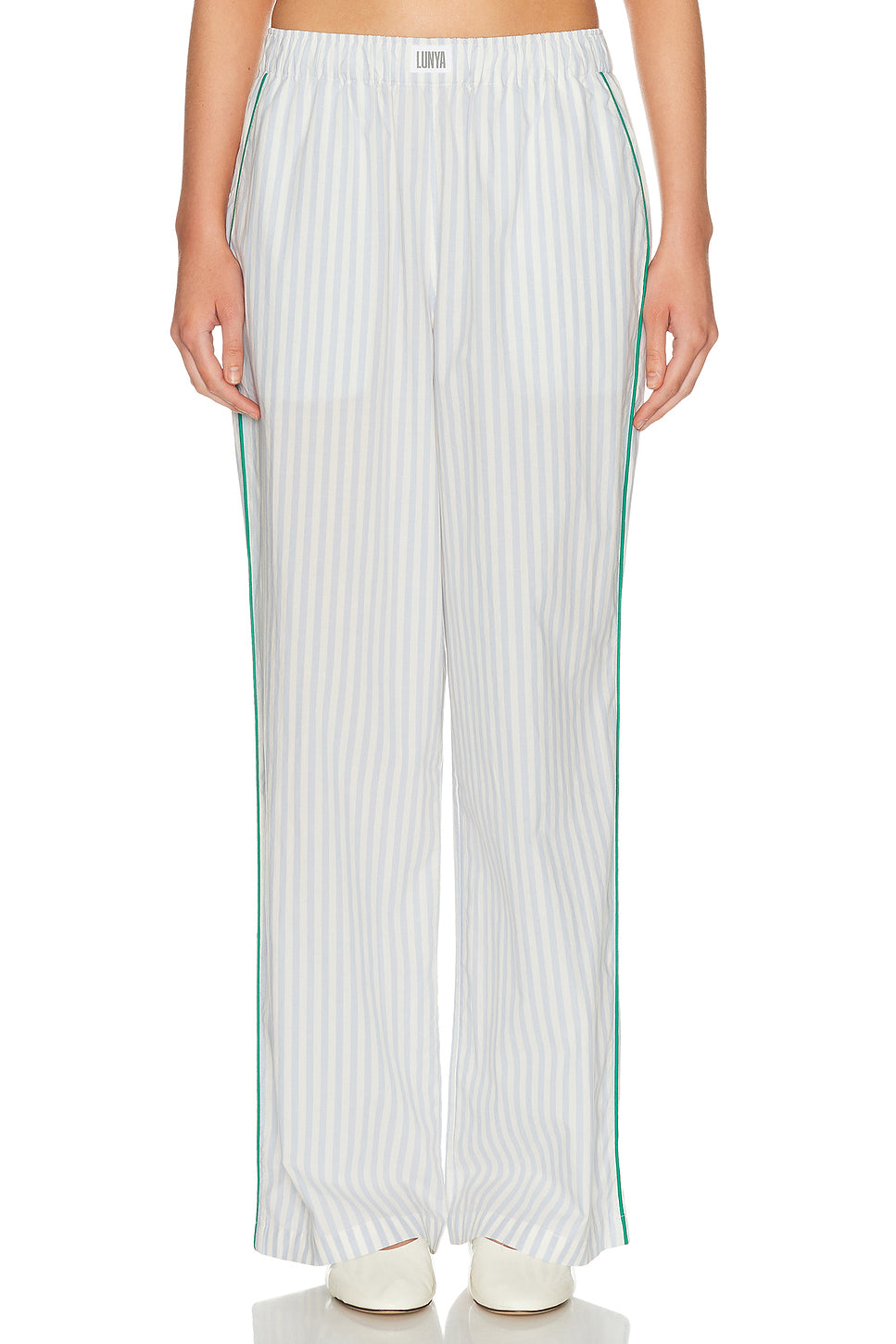 Airy Cotton Piped Wide Leg Pant