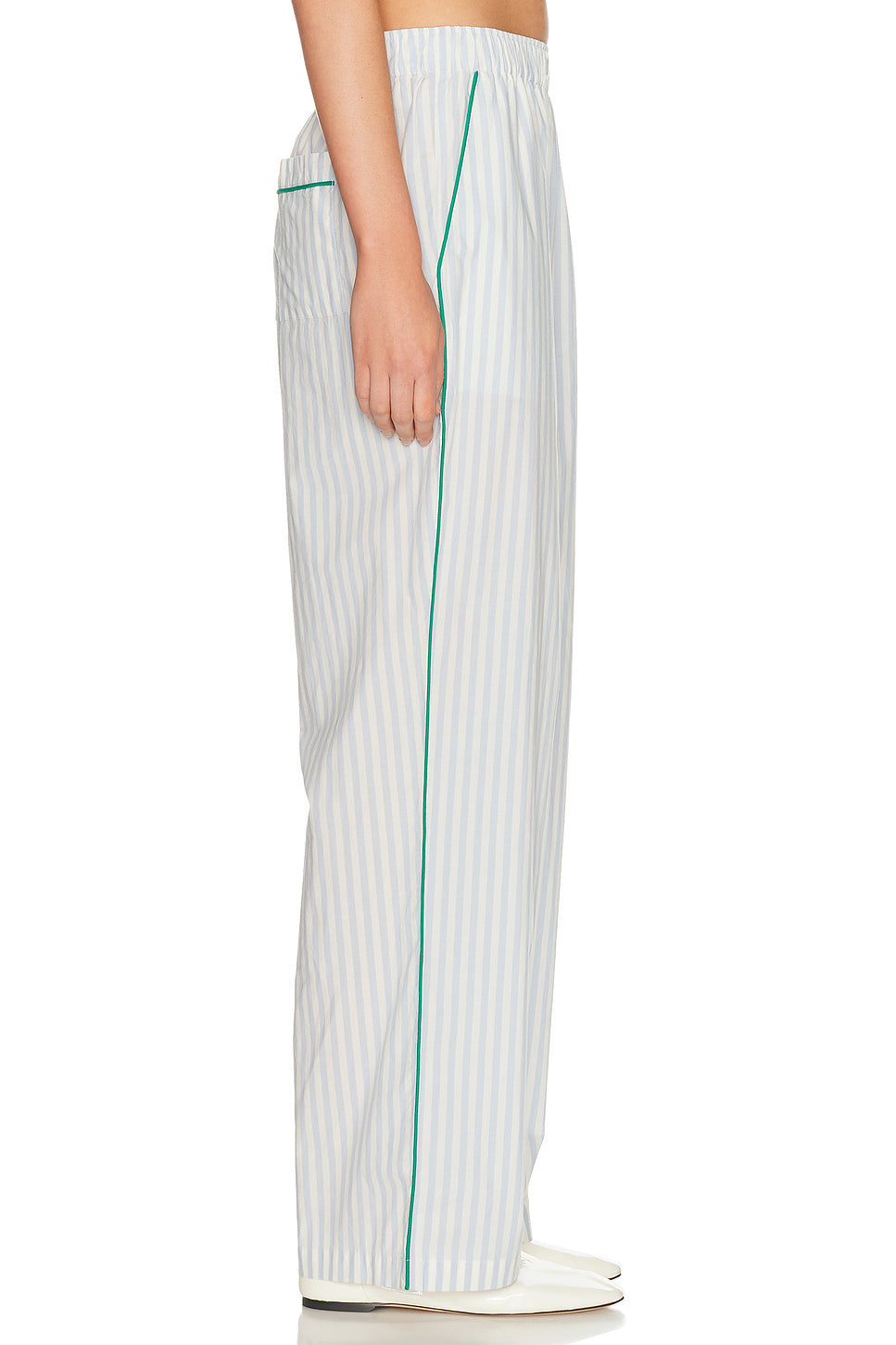 Airy Cotton Piped Wide Leg Pant