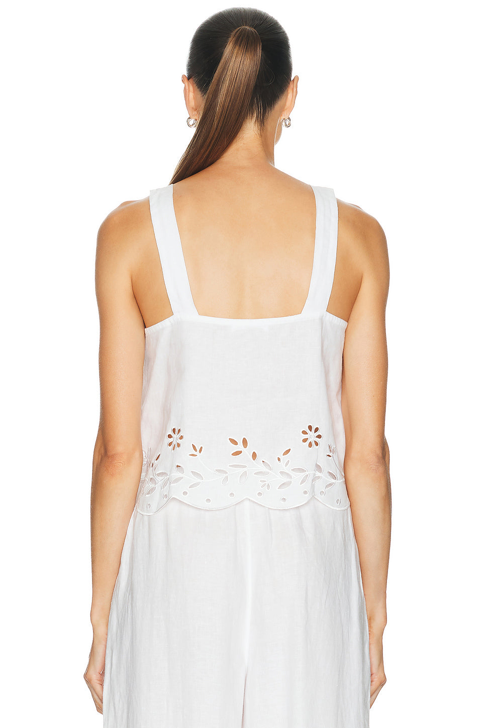 Linen Embroidered Eyelet Tank Top