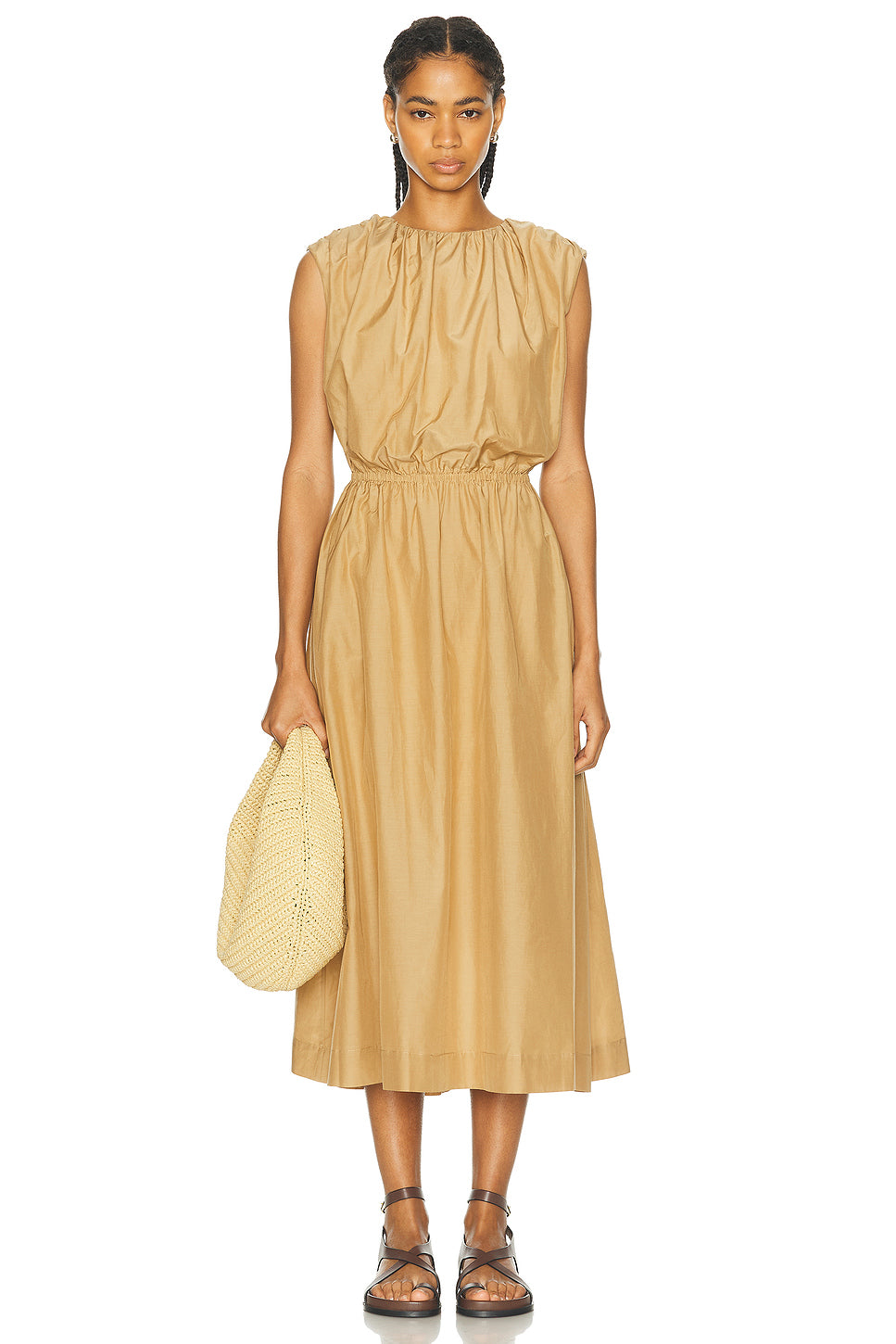 Aphrodite Long Sleeveless Dress With Gathers