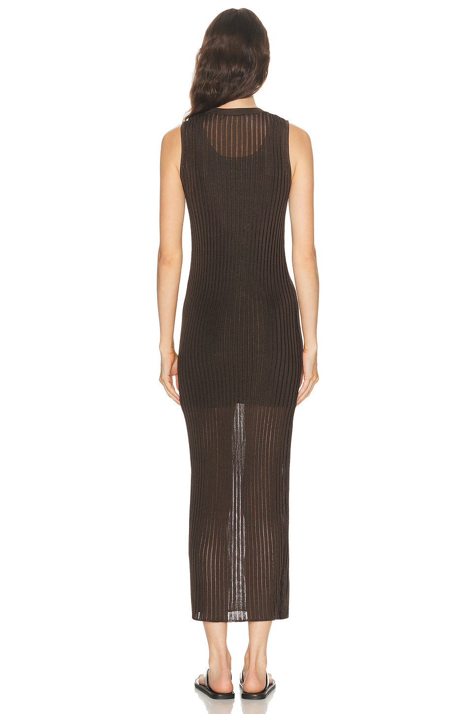 Icaria Loose Fit Semi Transparent Sleeveless Midi Dress