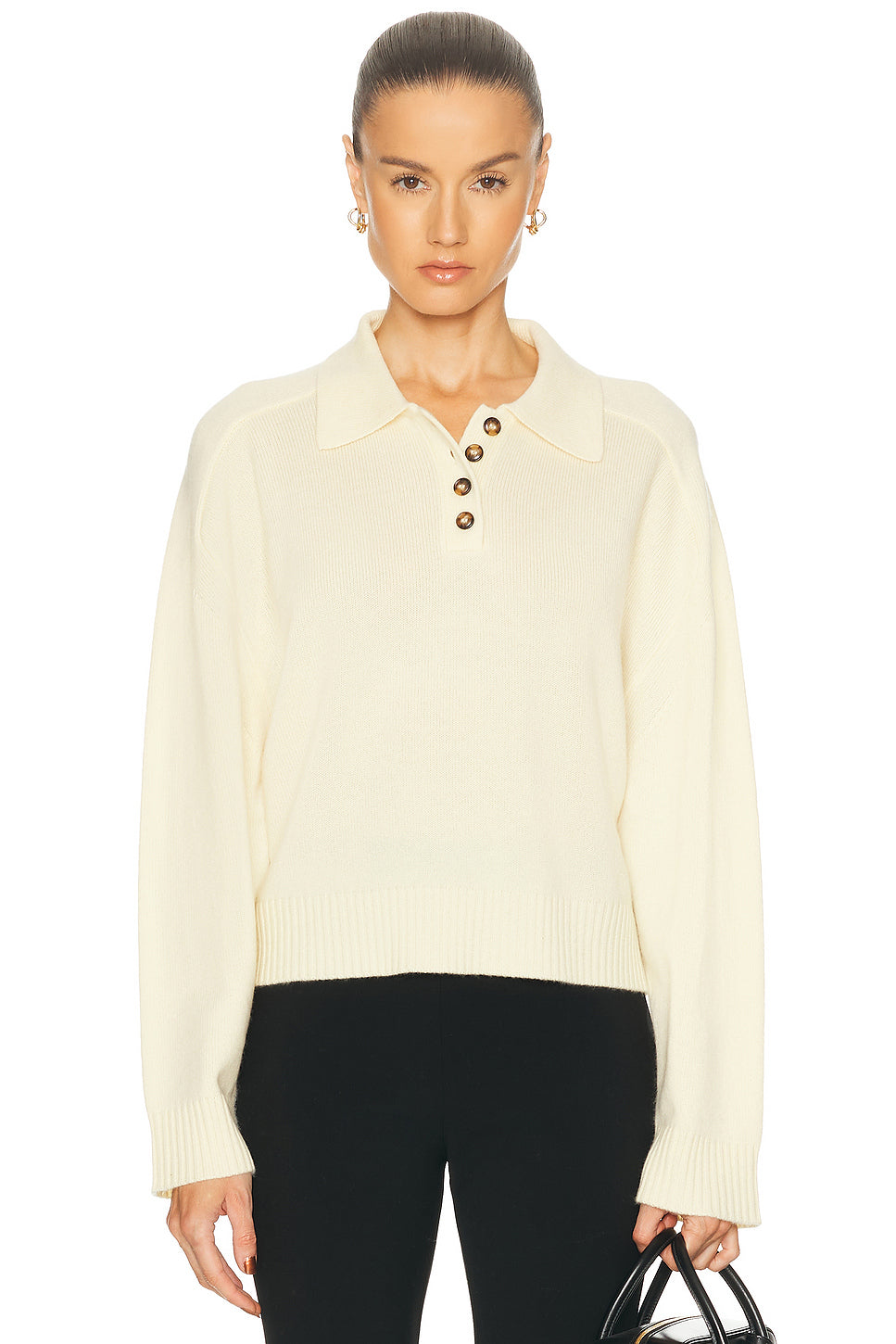 Homere Saddle Sleeve Polo Sweater