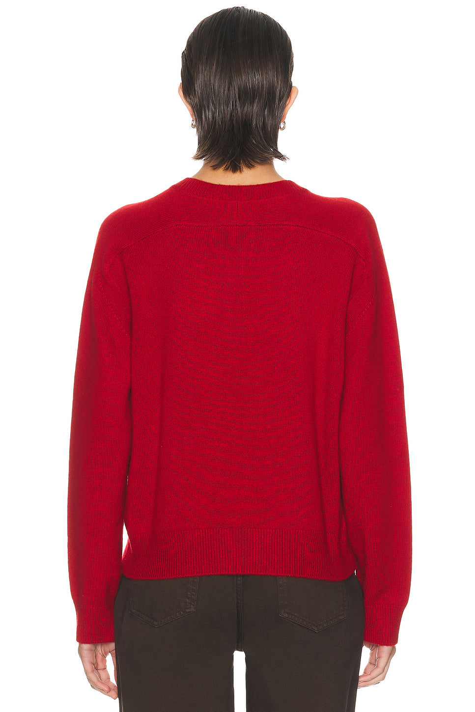 Malo Oversized Saddle-Sleeve Henley Sweater in Red M�lang�