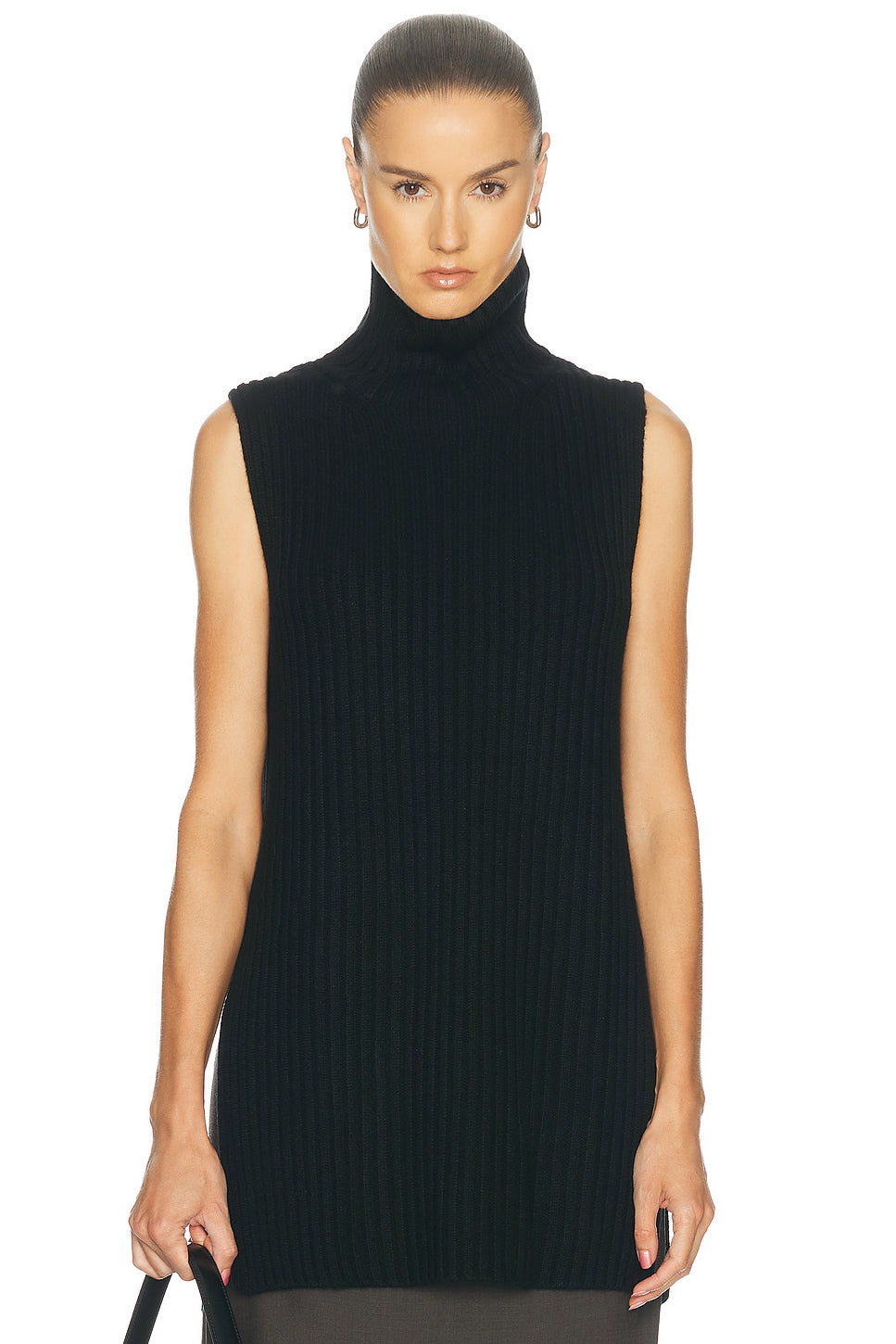 Becca High Neck Sweater Vest With Side Slits