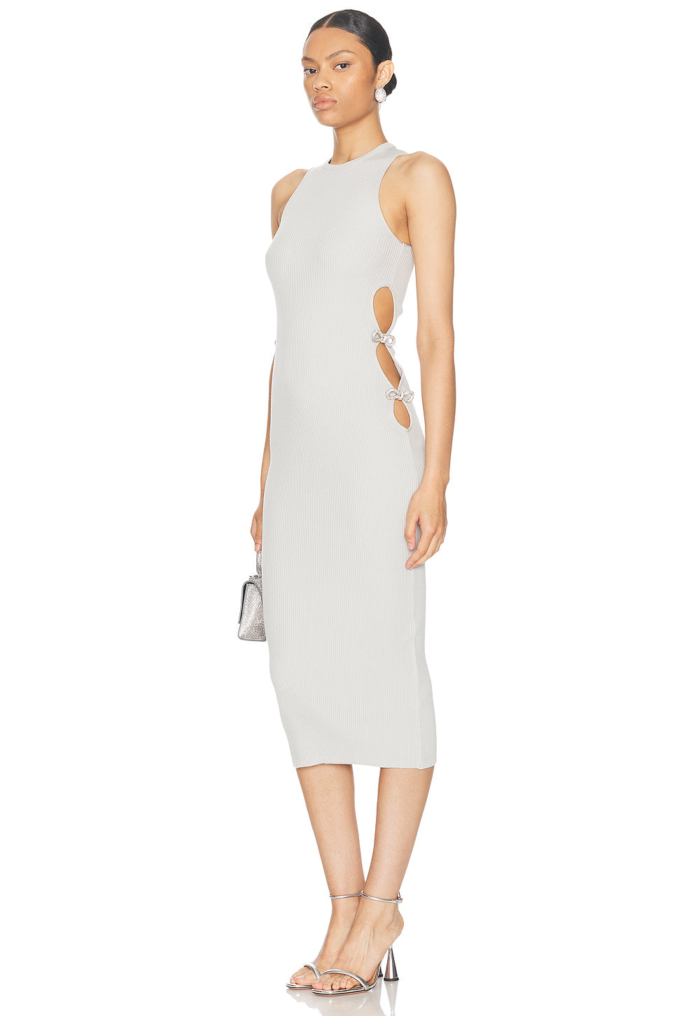 Knit Cutout Mini Dress with Crystal Bows