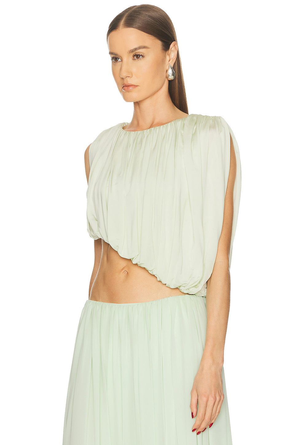 Asymmetric Gathered Draped Top