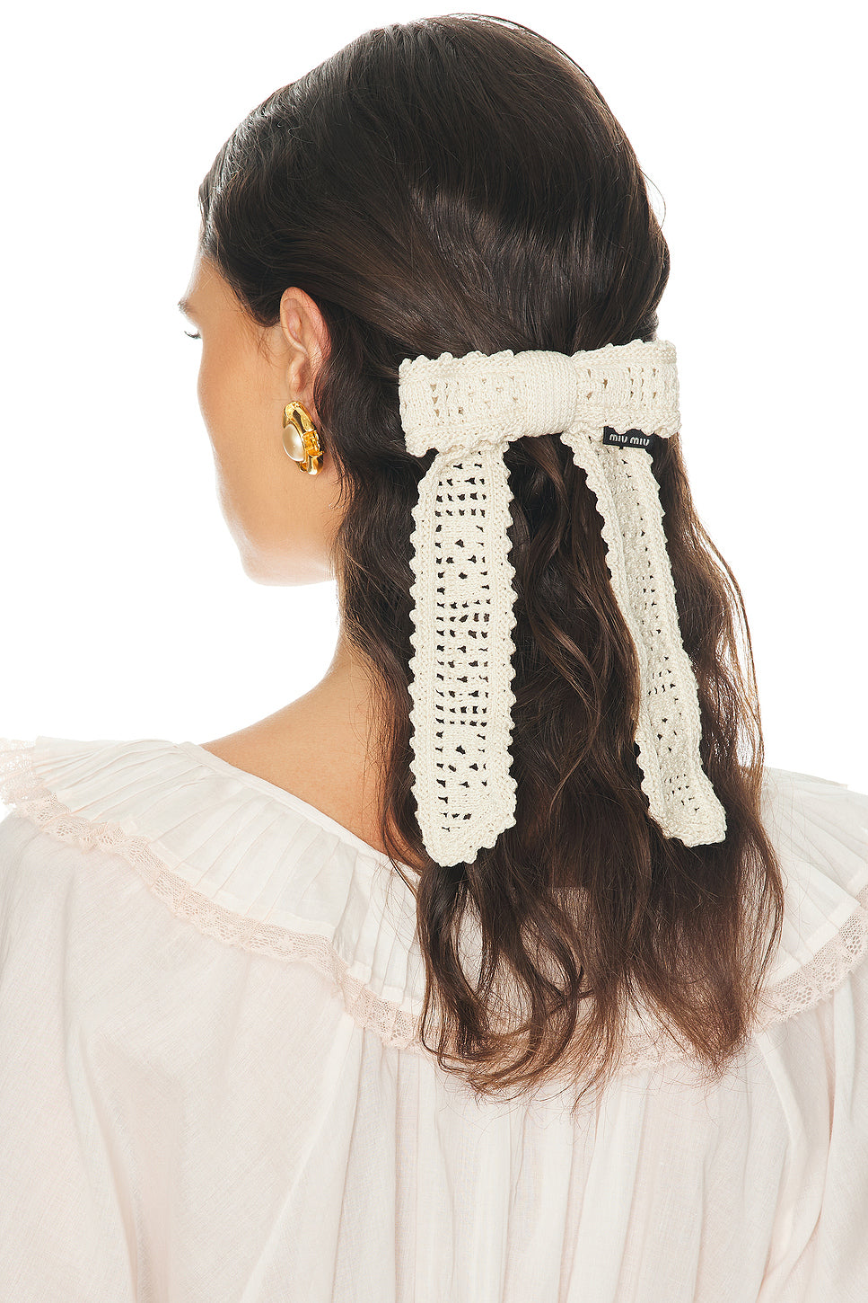 Crochet Filet Bow Beret Hair Clip