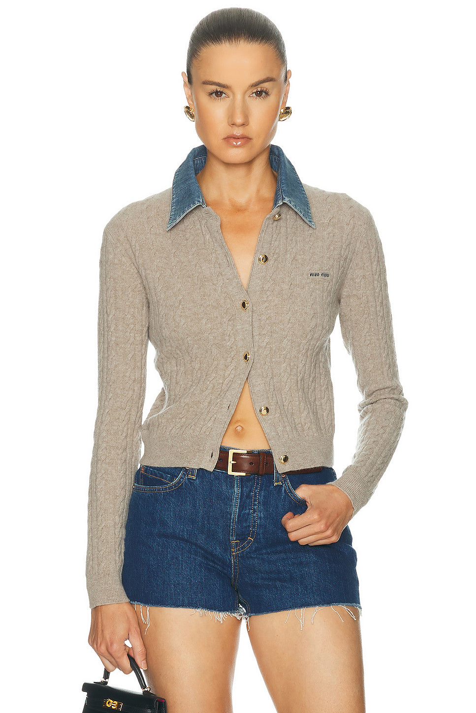 Wool Cashmere Chambray Cardigan