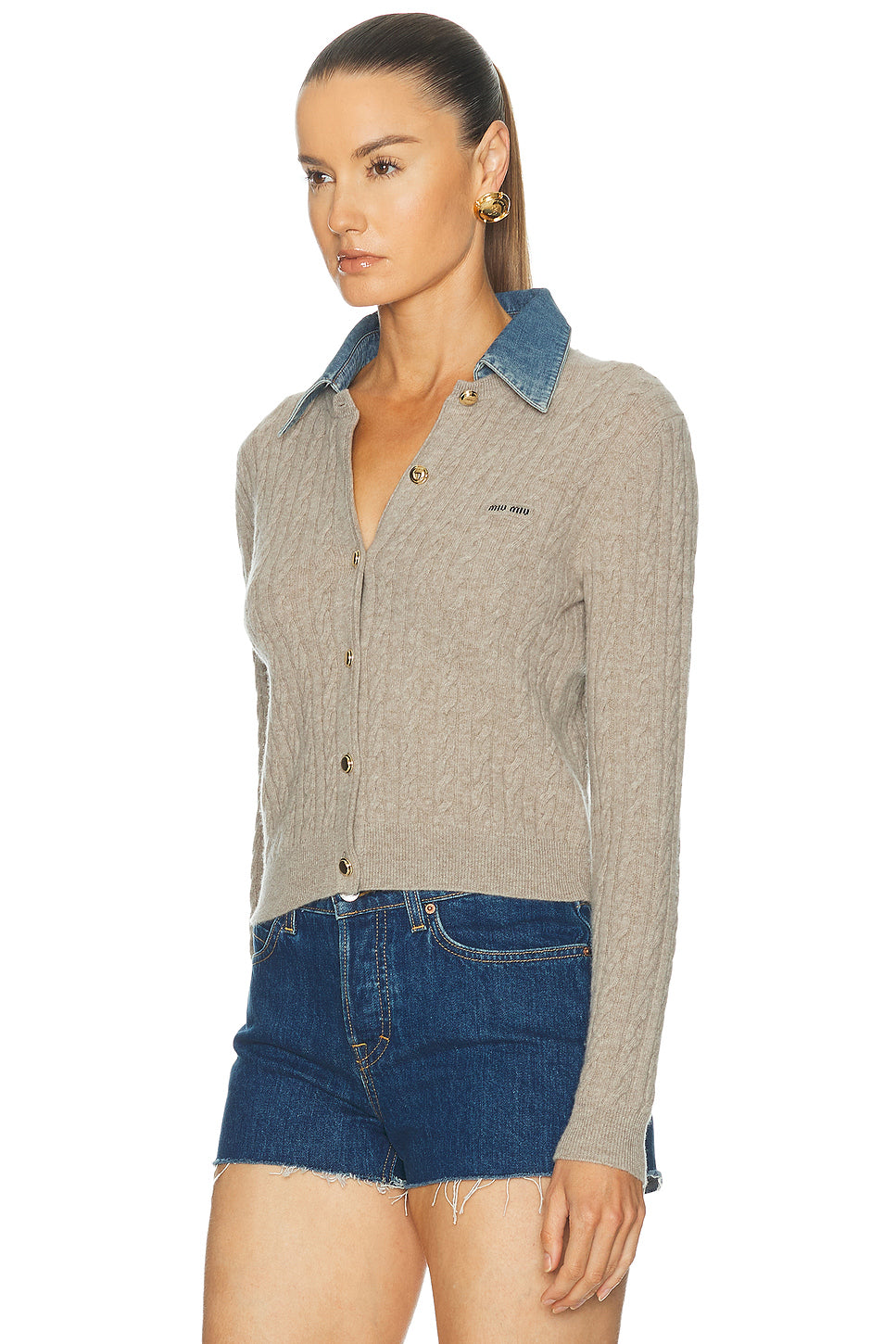 Wool Cashmere Chambray Cardigan