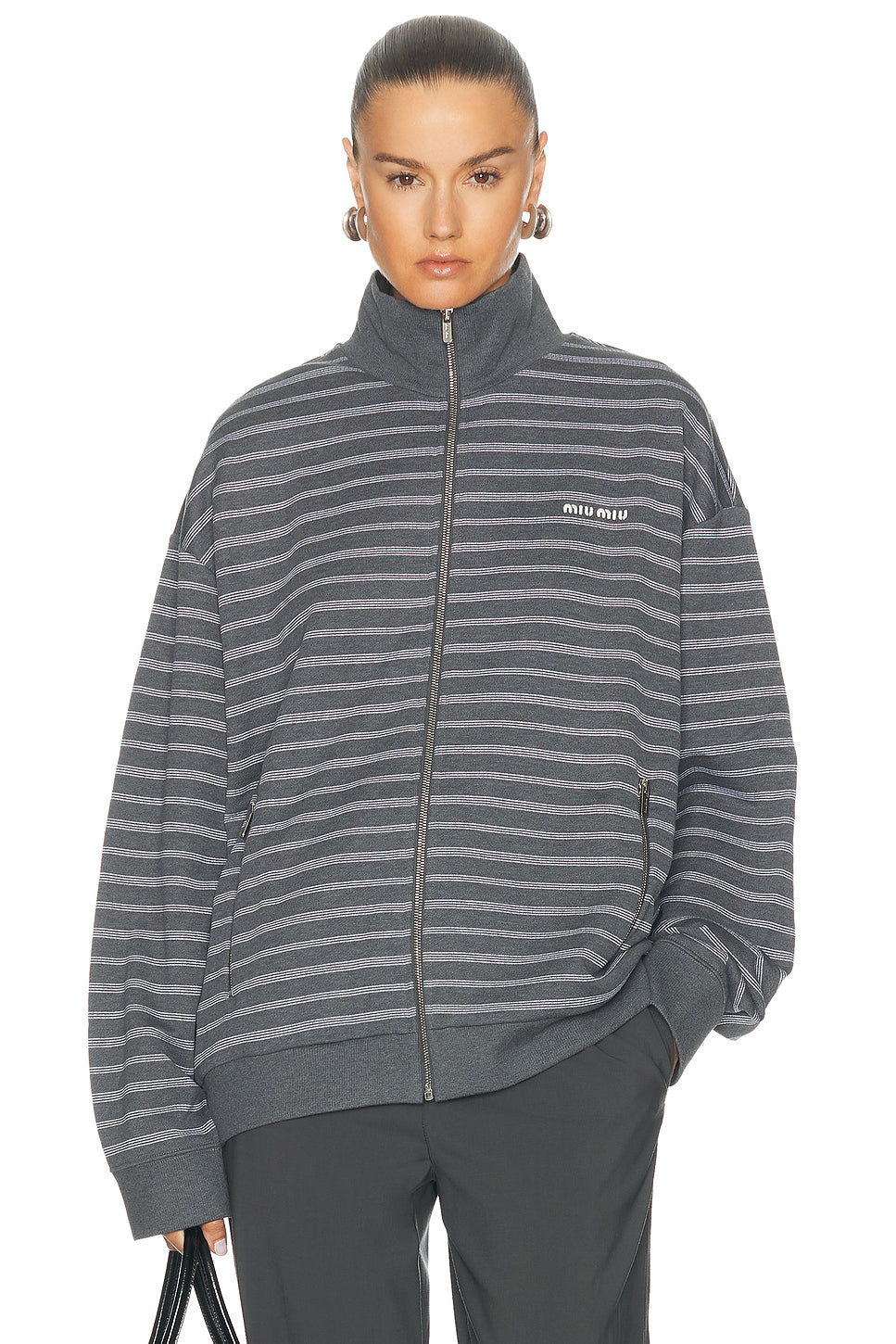 Felpa Righe Zip Up Jacket