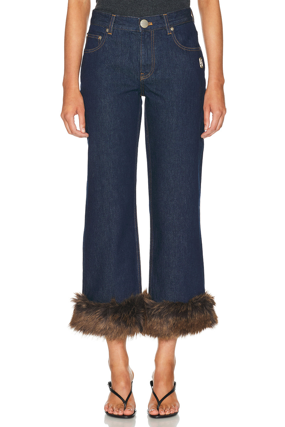 Faux Fur Cropped Jean