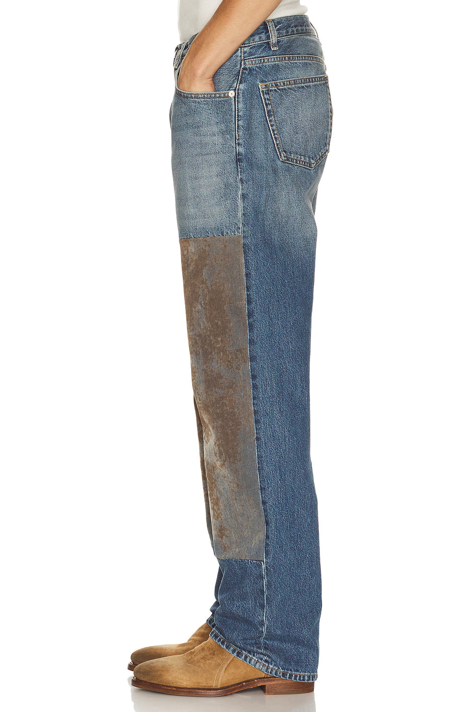 Flocked Patch Denim Trousers