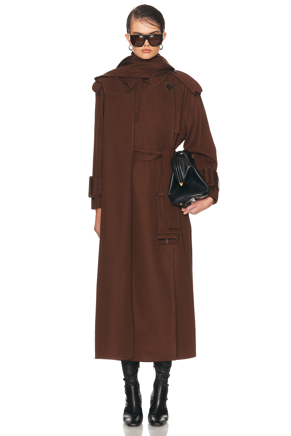 Hooded Scarf Trench Coat