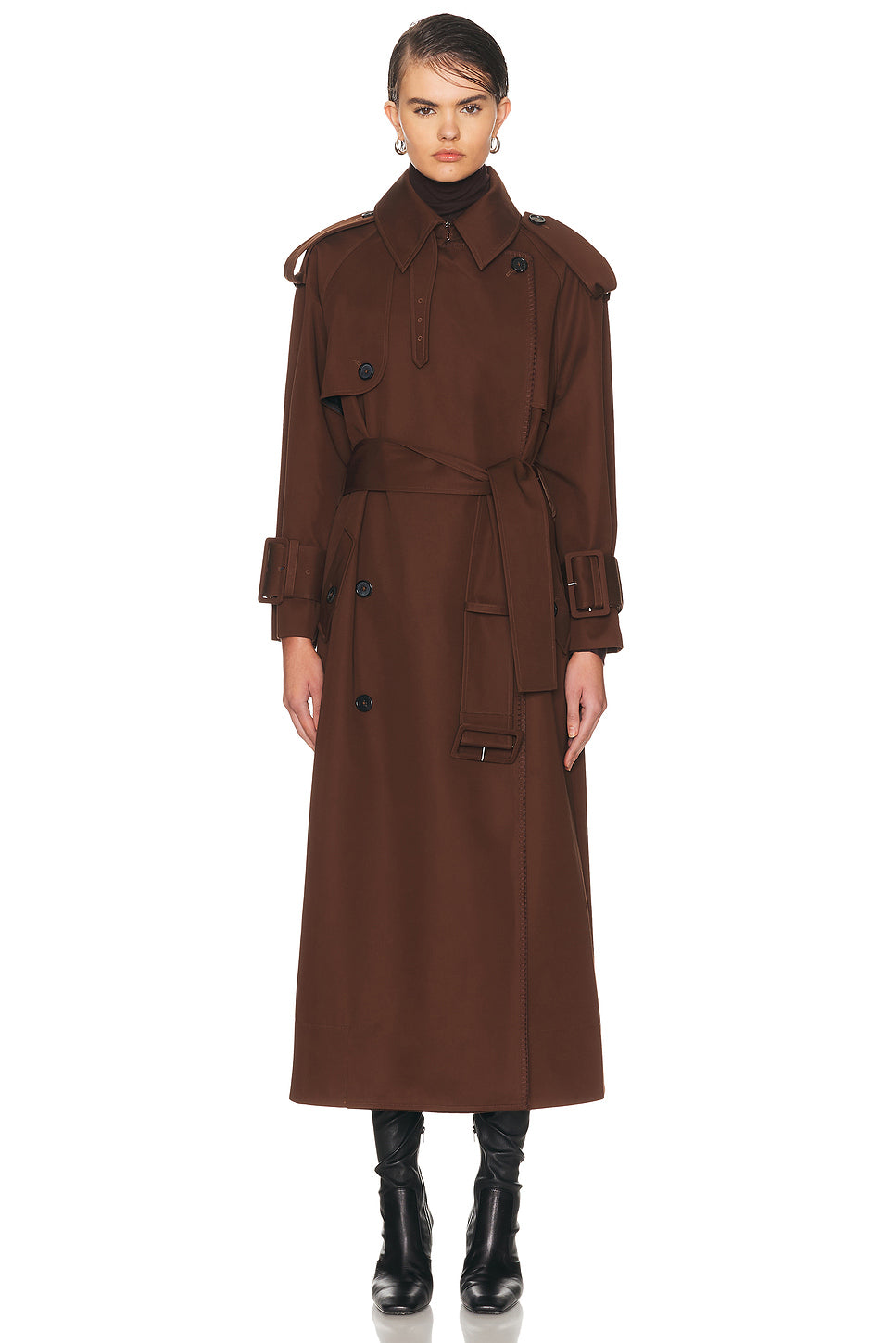 Hooded Scarf Trench Coat