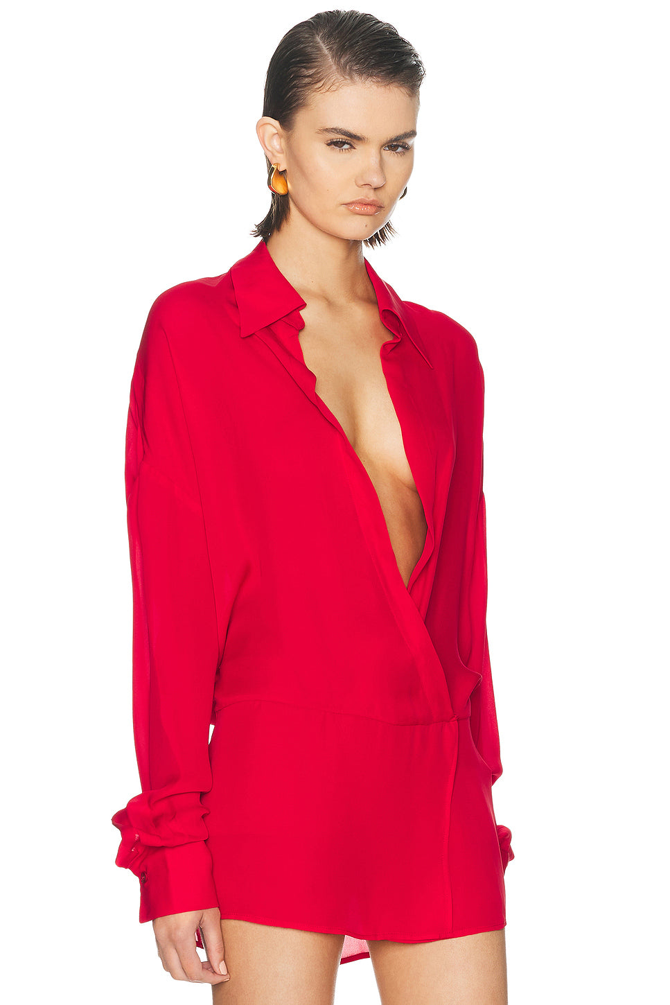 Drape Front Silk Blouse