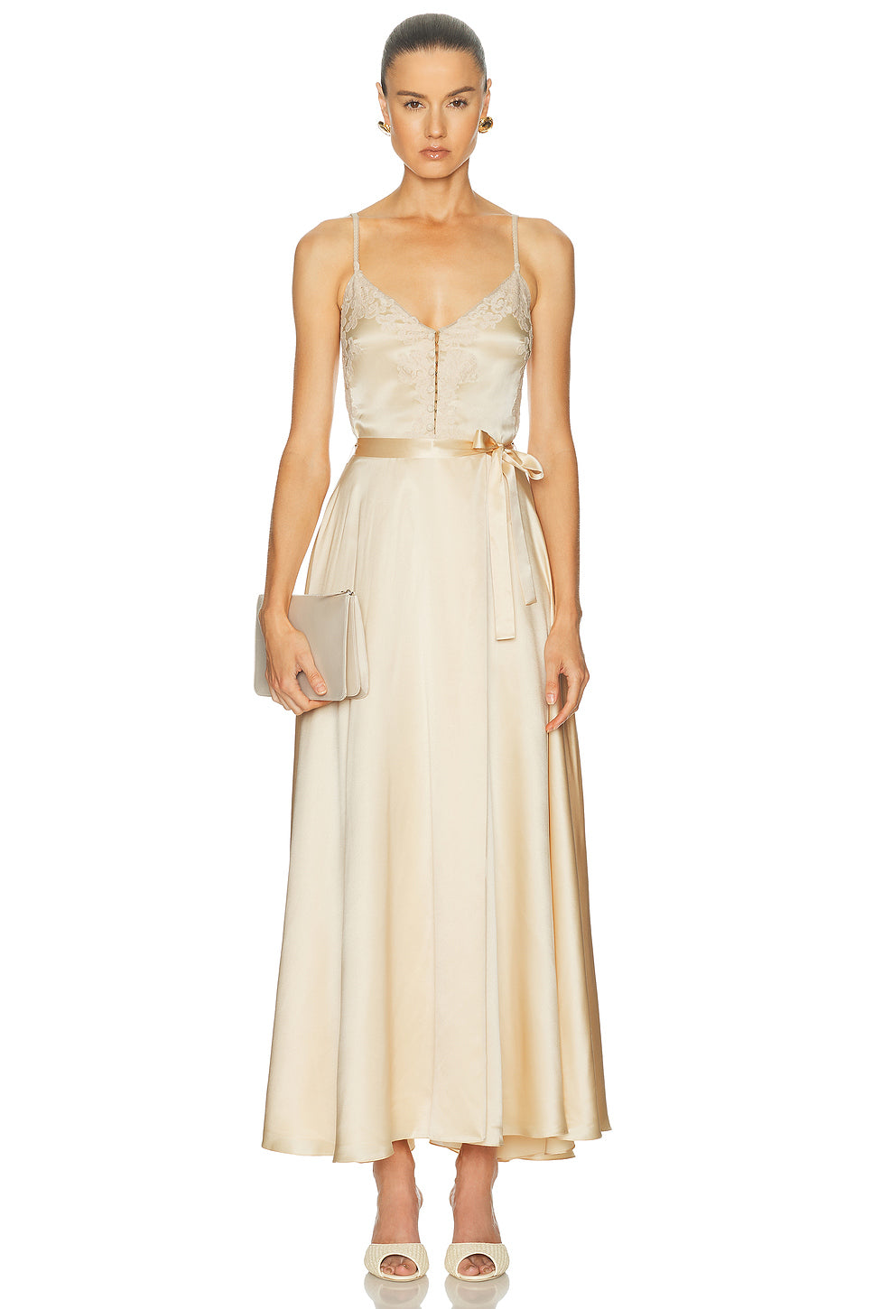 Lace Silk Midi Dress