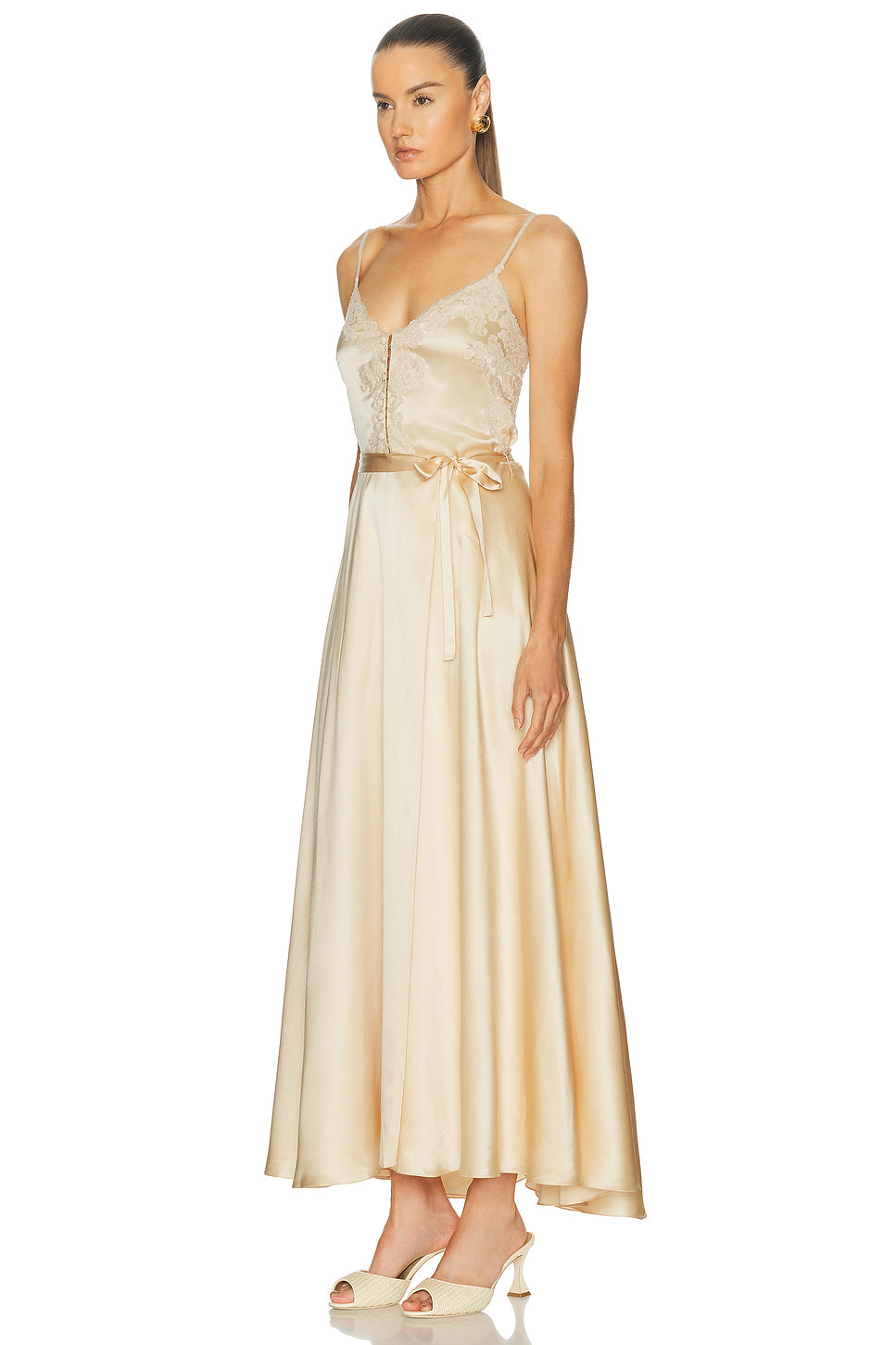 Lace Silk Midi Dress