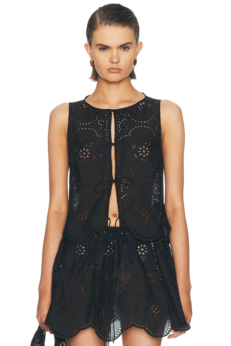 Broderie Tie Blouse