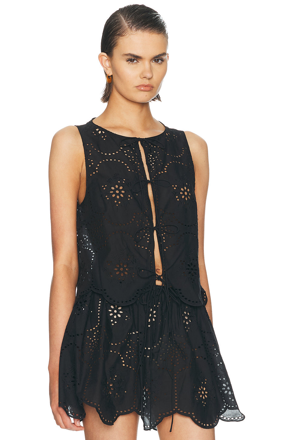 Broderie Tie Blouse